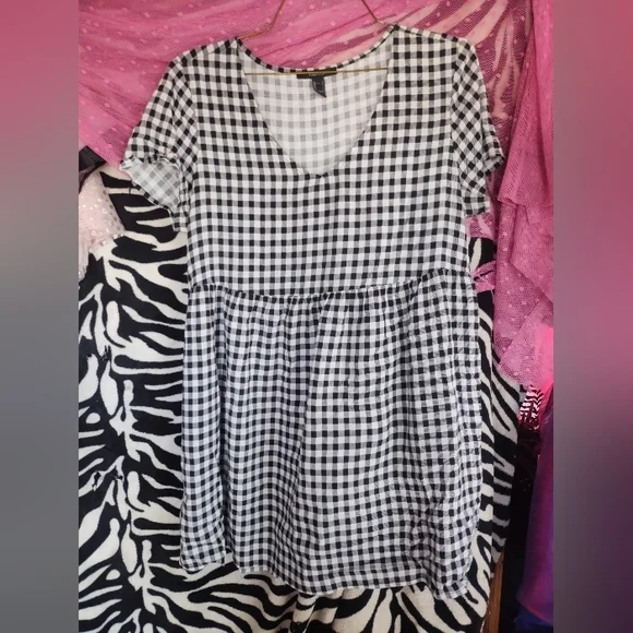 strapless open back dress Pink 1960s Plaid Tweed Mini Pinafore Dress